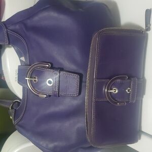 Caoch Lynn Soho Smooth Purple Leather  With Macting Wallet Bag